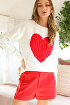 Cable Knit Love Sweater-1- Tops-VINE & LOVE-Usher & Co - Women's Boutique Located in Atoka, OK and Durant, OK