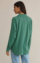 Z SUPPLY: Perfect Linen Top-Botanical Green-1- Tops-Z SUPPLY-Usher & Co - Women's Boutique Located in Atoka, OK and Durant, OK