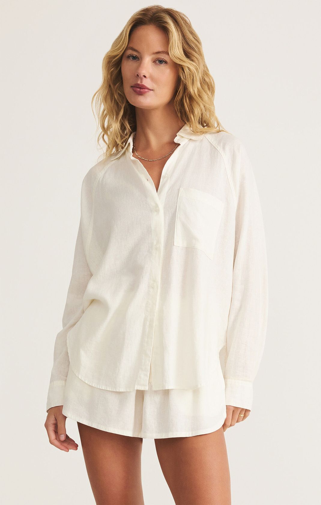 Z SUPPLY: The Perfect Linen Top-White-1- Tops-Z SUPPLY-Usher & Co - Women's Boutique Located in Atoka, OK and Durant, OK