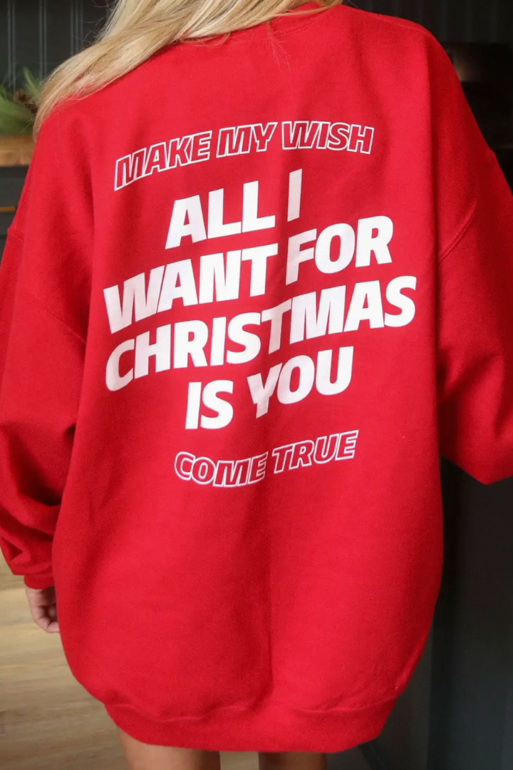 All I Want For Christmas Sweatshirt-14-DISTRESSED-Friday+Saturday-Usher & Co - Women's Boutique Located in Atoka, OK and Durant, OK