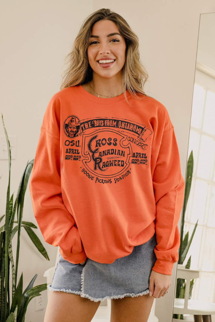 CCR OSU Boys from Oklahoma Thrifted Sweatshirt-1- Tops-LIVYLU-Usher & Co - Women's Boutique Located in Atoka, OK and Durant, OK