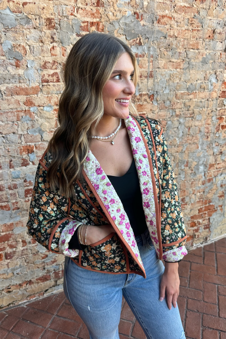 Darling Floral Jacket-2- Tops Over-ENTRO-Usher & Co - Women's Boutique Located in Atoka, OK and Durant, OK