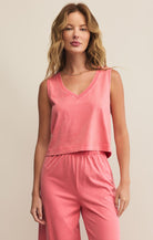 Z SUPPLY: Sloane V-neck Top-Sunset Pink-1- Tops-Z SUPPLY-Usher & Co - Women's Boutique Located in Atoka, OK and Durant, OK