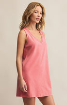 Z SUPPLY: Sloane V-Neck Mini Dress-Sunset Pink-6- Dress/Romp/Jump-Z SUPPLY-Usher & Co - Women's Boutique Located in Atoka, OK and Durant, OK