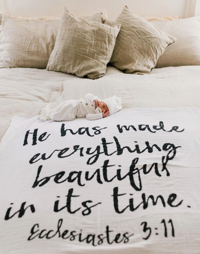 Organic Swaddle Blanket Ecclesiastes 3:11-Baby-Modern Burlap-Usher & Co - Women's Boutique Located in Atoka, OK and Durant, OK