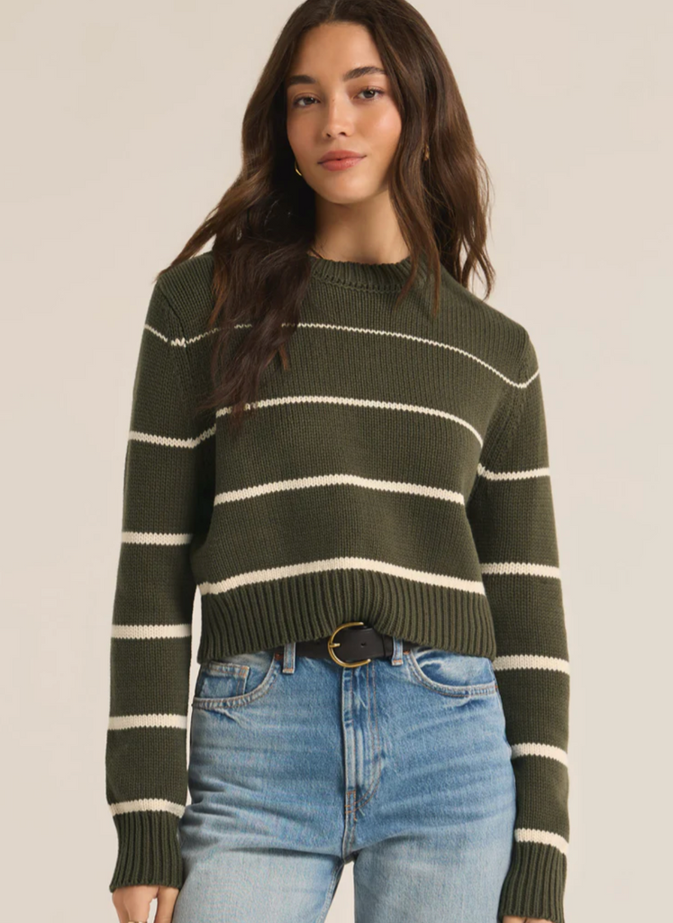 Z Supply: Milan Stripe Sweater-Grape Leaf-Sweaters-Z SUPPLY-Usher & Co - Women's Boutique Located in Atoka, OK and Durant, OK