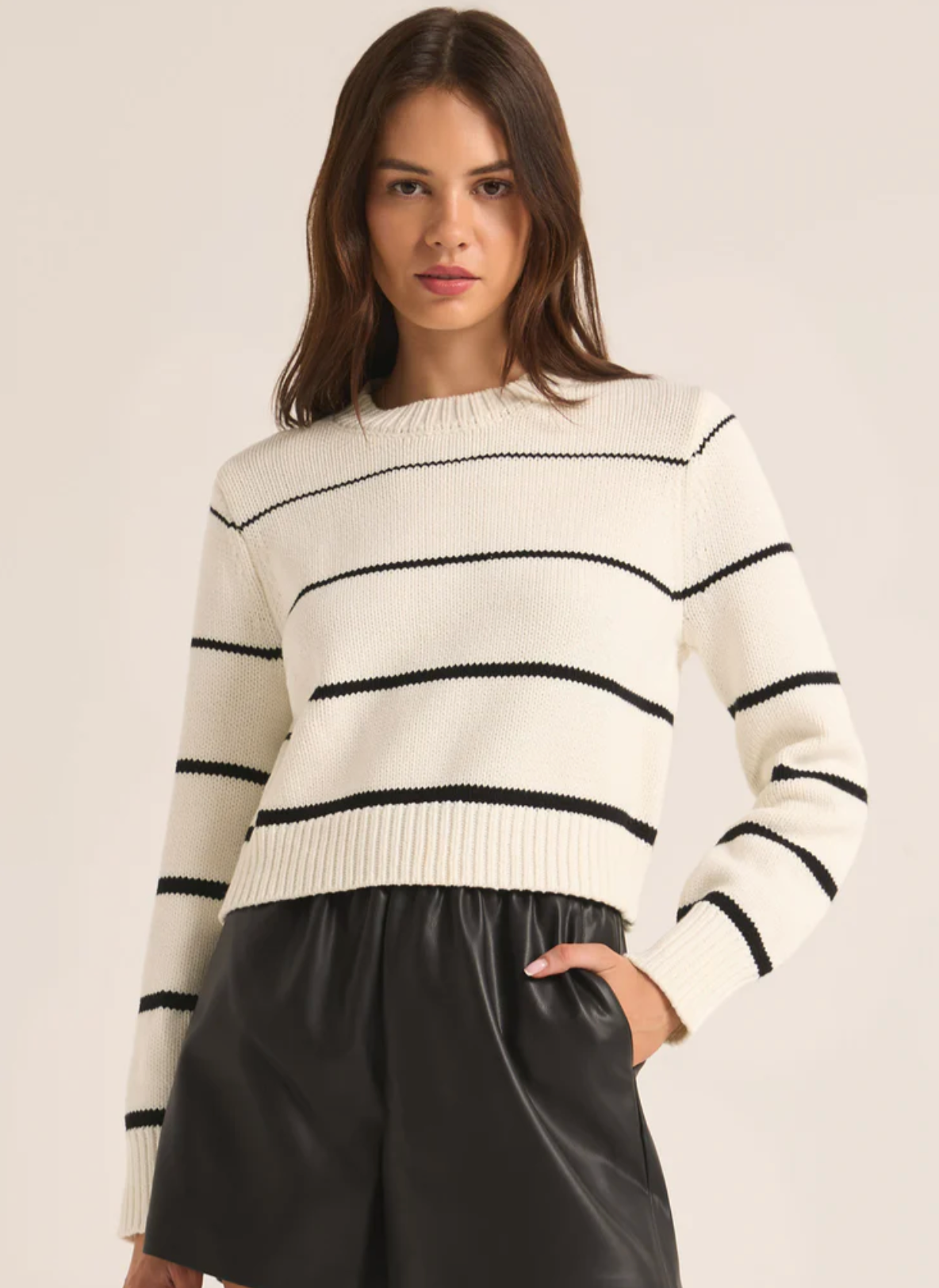 Z Supply: Milan Striped Sweater-Natural-1- Tops-Z SUPPLY-Usher & Co - Women's Boutique Located in Atoka, OK and Durant, OK