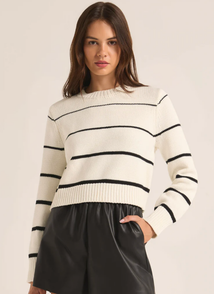 Z Supply: Milan Striped Sweater-Natural-Sweaters-Z SUPPLY-Usher & Co - Women's Boutique Located in Atoka, OK and Durant, OK