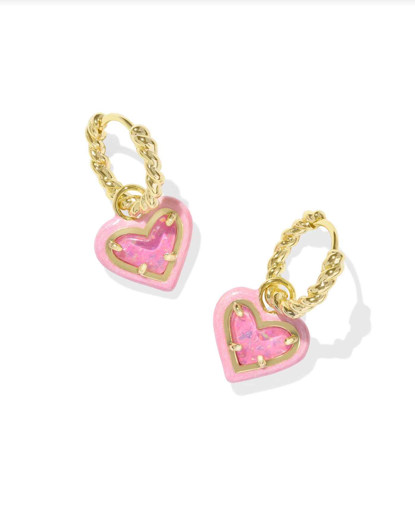 Kendra Scott: Ari Heart Enamel Huggie-Gold-Earrings-Kendra Scott-Usher & Co - Women's Boutique Located in Atoka, OK and Durant, OK