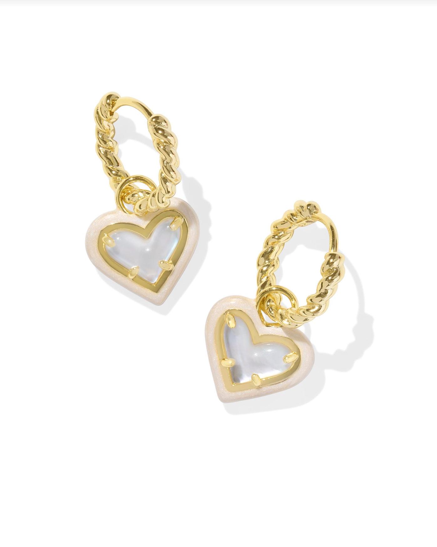 Kendra Scott: Ari Heart Enamel Huggie-Gold-Earrings-Kendra Scott-Usher & Co - Women's Boutique Located in Atoka, OK and Durant, OK