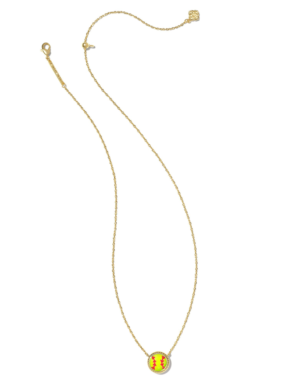 KENDRA SCOTT: Softball Necklace-Gold Chartreuse Magnesite-7- Jewelry-KENDRA SCOTT-Usher & Co - Women's Boutique Located in Atoka, OK and Durant, OK