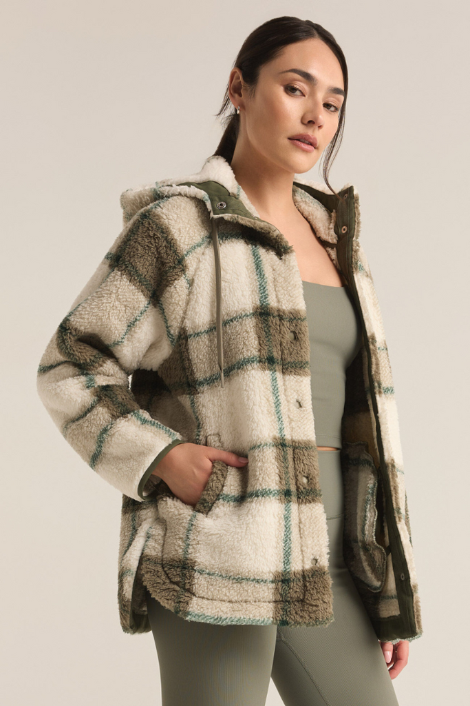 Z Supply: Cross Country Plaid Jacket-Winter Green-Jackets-Z SUPPLY-Usher & Co - Women's Boutique Located in Atoka, OK and Durant, OK