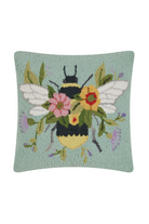 Bee Over Flowers Pillow-Pillows/Throws-Peking Handicraft-Usher & Co - Women's Boutique Located in Atoka, OK and Durant, OK