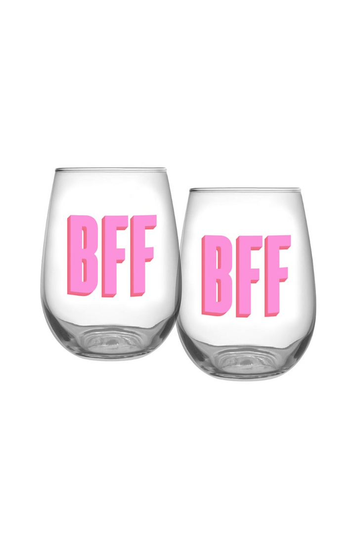 BFF Stemless Wine Glass-Set of 2-11- Gift/Home-Slant-Usher & Co - Women's Boutique Located in Atoka, OK and Durant, OK