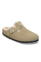 Birkenstock: Boston Shearling-Taupe Suede-SHOES-BIRKENSTOCK-Usher & Co - Women's Boutique Located in Atoka, OK and Durant, OK