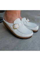 Birkenstock: Buckley Suede Embossed- Antique White-SHOES-BIRKENSTOCK-Usher & Co - Women's Boutique Located in Atoka, OK and Durant, OK