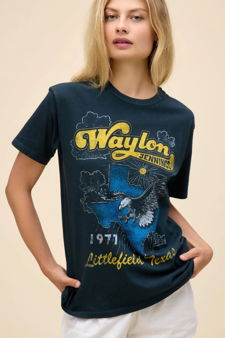 DAYDREAMER: Waylon Jennings Littlefield Texas Weekend Tee-1- Tops-DAYDREAMER-Usher & Co - Women's Boutique Located in Atoka, OK and Durant, OK