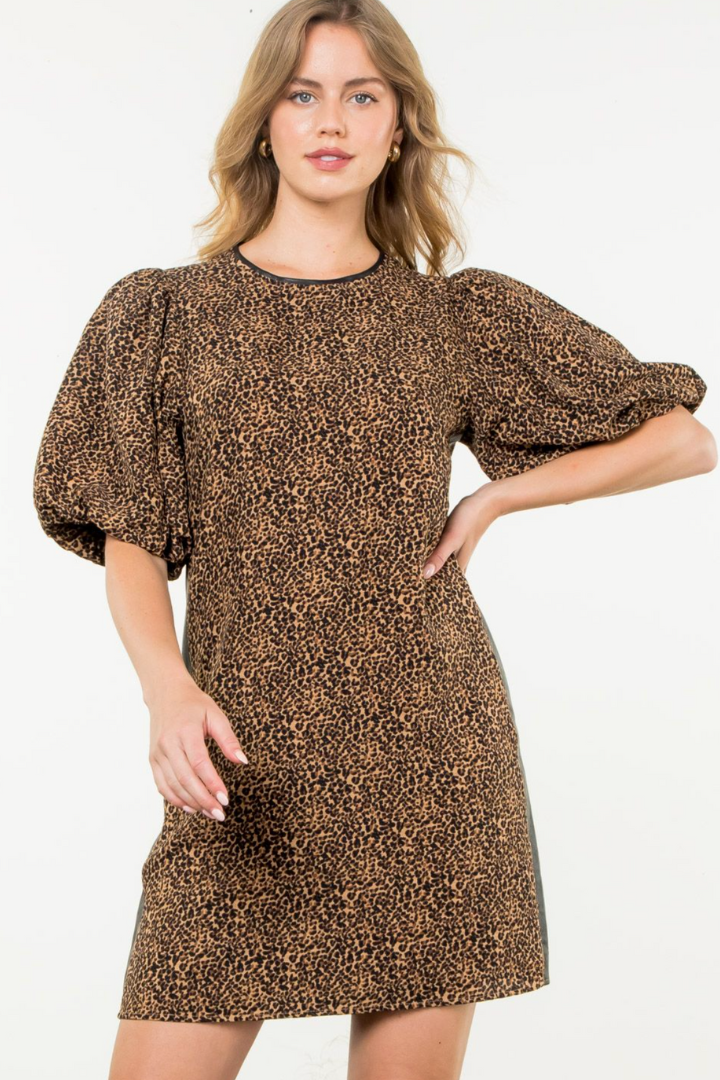 Fantom Leopard Dress-6- Dress/Romp/Jump/Sets/Lounge-THML-Usher & Co - Women's Boutique Located in Atoka, OK and Durant, OK