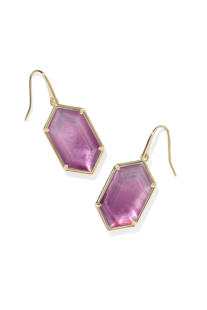 Kendra Scott: Hallie Drop Earrings-Gold Purple Watercolor Illusion-7- Jewelry-Kendra Scott-Usher & Co - Women's Boutique Located in Atoka, OK and Durant, OK