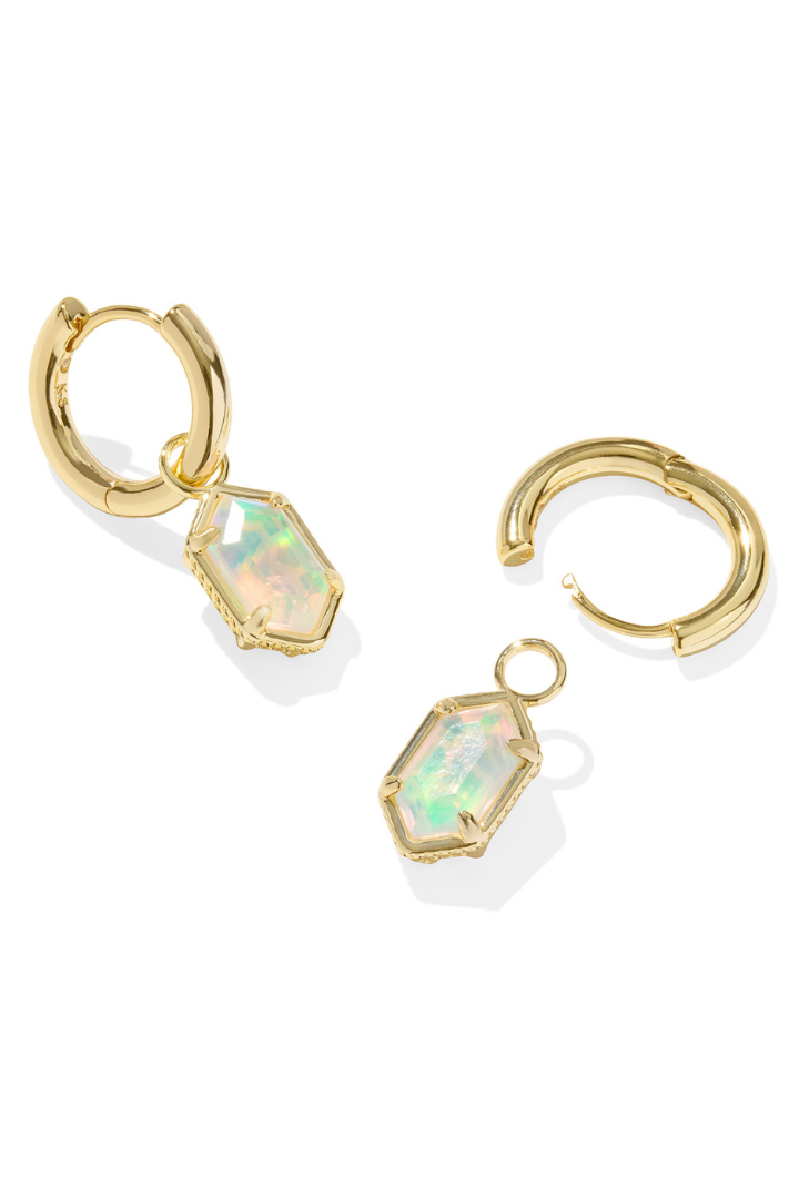 Kendra Scott: Hallie Huggie Earring-Gold Opalite Illusion-7- Jewelry-Kendra Scott-Usher & Co - Women's Boutique Located in Atoka, OK and Durant, OK