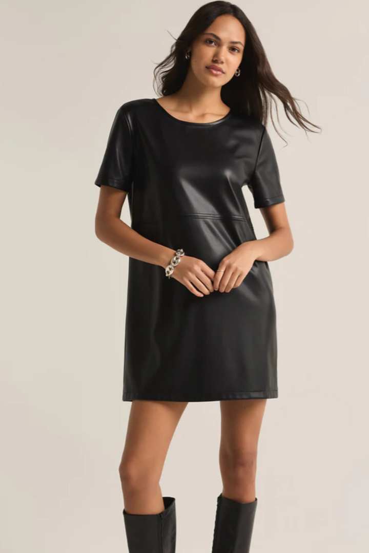 Z Supply: London Faux Leather Dress-6- Dress/Romp/Jump/Sets/Lounge-Z SUPPLY-Usher & Co - Women's Boutique Located in Atoka, OK and Durant, OK