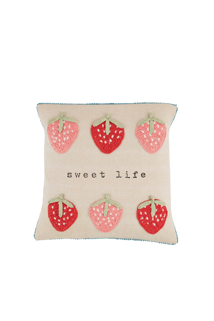 Crochet Strawberry Pillow-Pillows/Throws-Mudpie-Usher & Co - Women's Boutique Located in Atoka, OK and Durant, OK