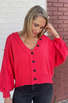 Weekend Vibes Cardigan-Candy Apple-1- Tops-POL-Usher & Co - Women's Boutique Located in Atoka, OK and Durant, OK