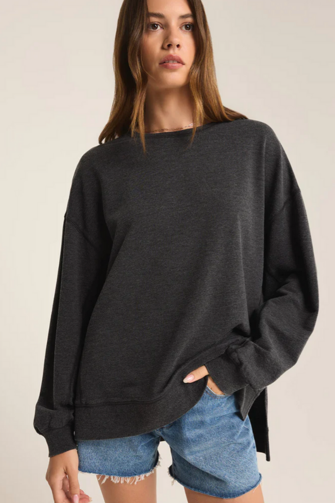 Z Supply: Modern Weekender-Black-Long Sleeve Tops-Z SUPPLY-Usher & Co - Women's Boutique Located in Atoka, OK and Durant, OK