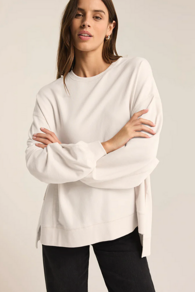 Z Supply: Modern Weekender-Winter White-Long Sleeve Tops-Z SUPPLY-Usher & Co - Women's Boutique Located in Atoka, OK and Durant, OK