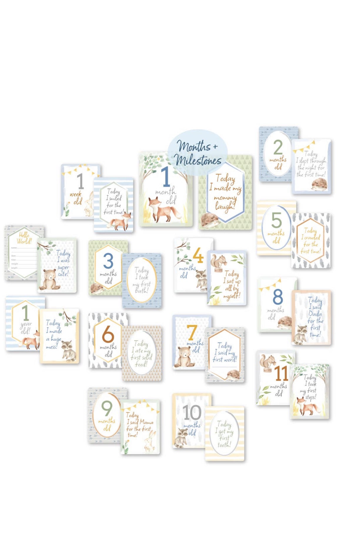 Woodland Milestone Cards-12- Baby/Kids/Men-Itzy Ritzy-Usher & Co - Women's Boutique Located in Atoka, OK and Durant, OK